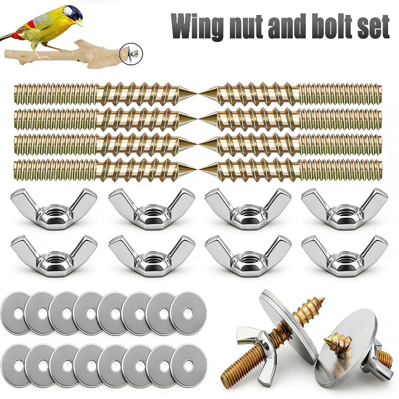 Insect Hotel Wood - 32PCS Birdcage Accessory Screw Kit M6x30-60mm