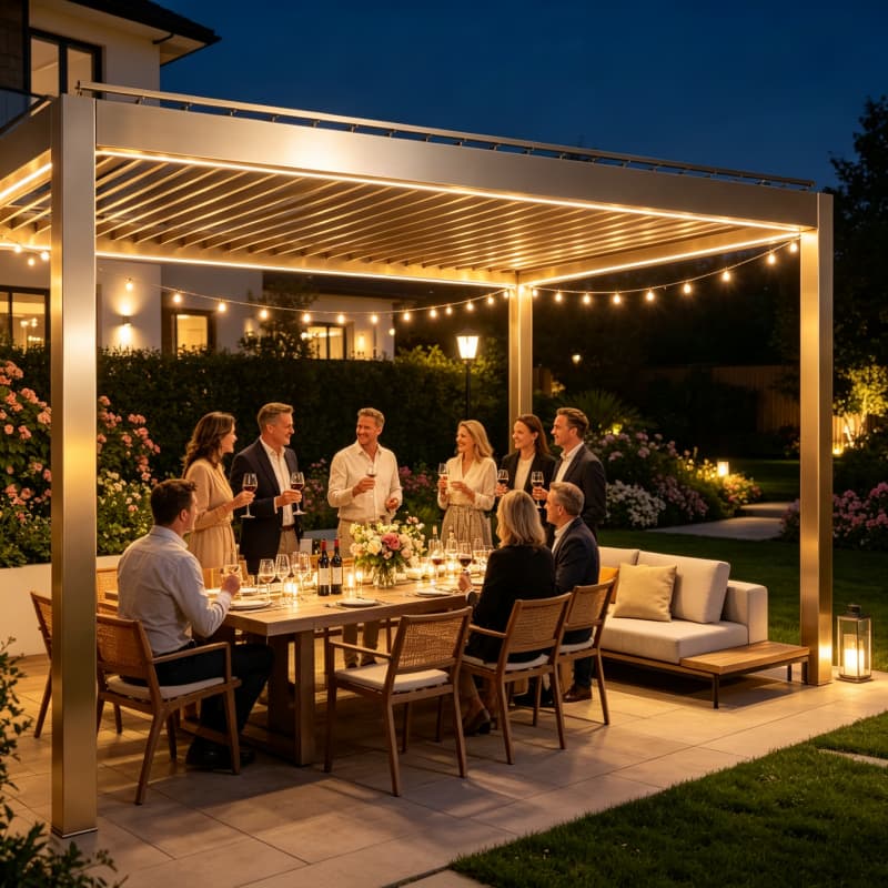 Smart Garden Electric Pergola - Bioclimatic Aluminum Pergola Motorized Louvered Waterproof