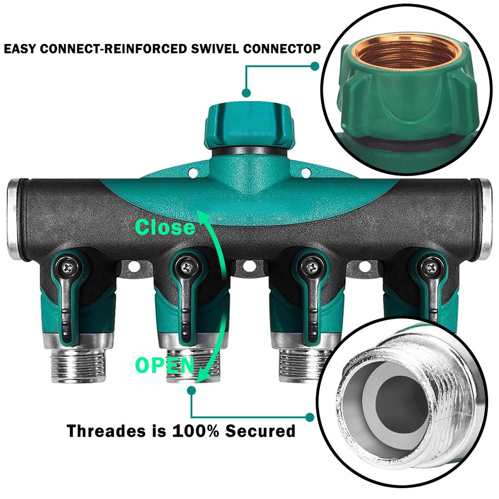 Heavy Duty Metal 4 Way 3/4'' T - đánh giá và giá Smart Garden Hose Valve